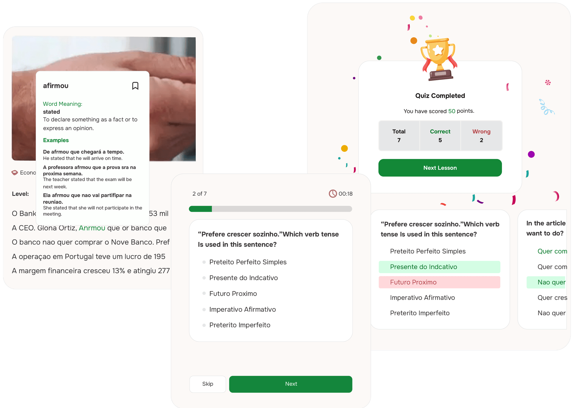 Dictionary and Quiz demonstration